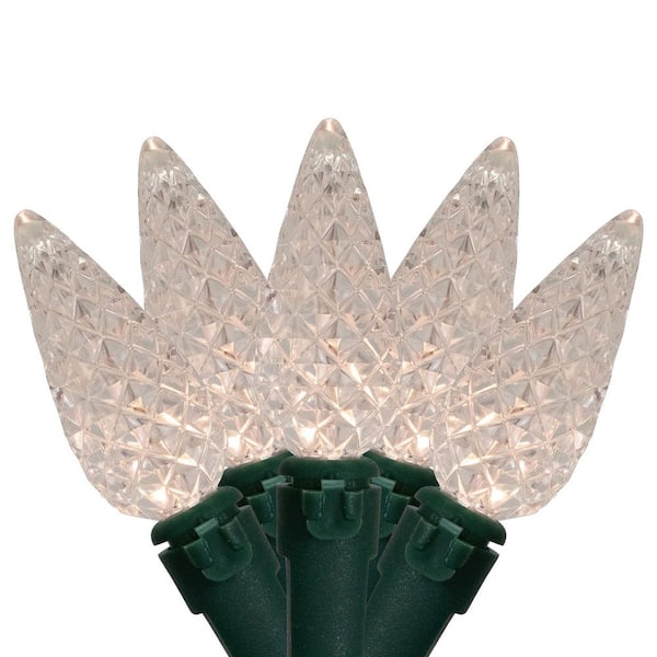 LED C6 Faceted Christmas Lights - Warm White - 15.75 ft. Green Wire - 50ct