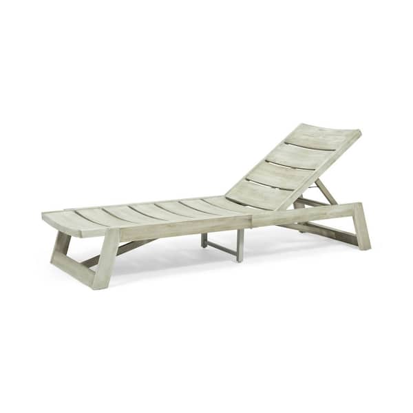 SpassWay 1-Piece Acacia Wood Chaise Lounge with Adjustable Backrest 78 in. Outdoor Sun Lounger for Patio Poolside, Backyard Gray