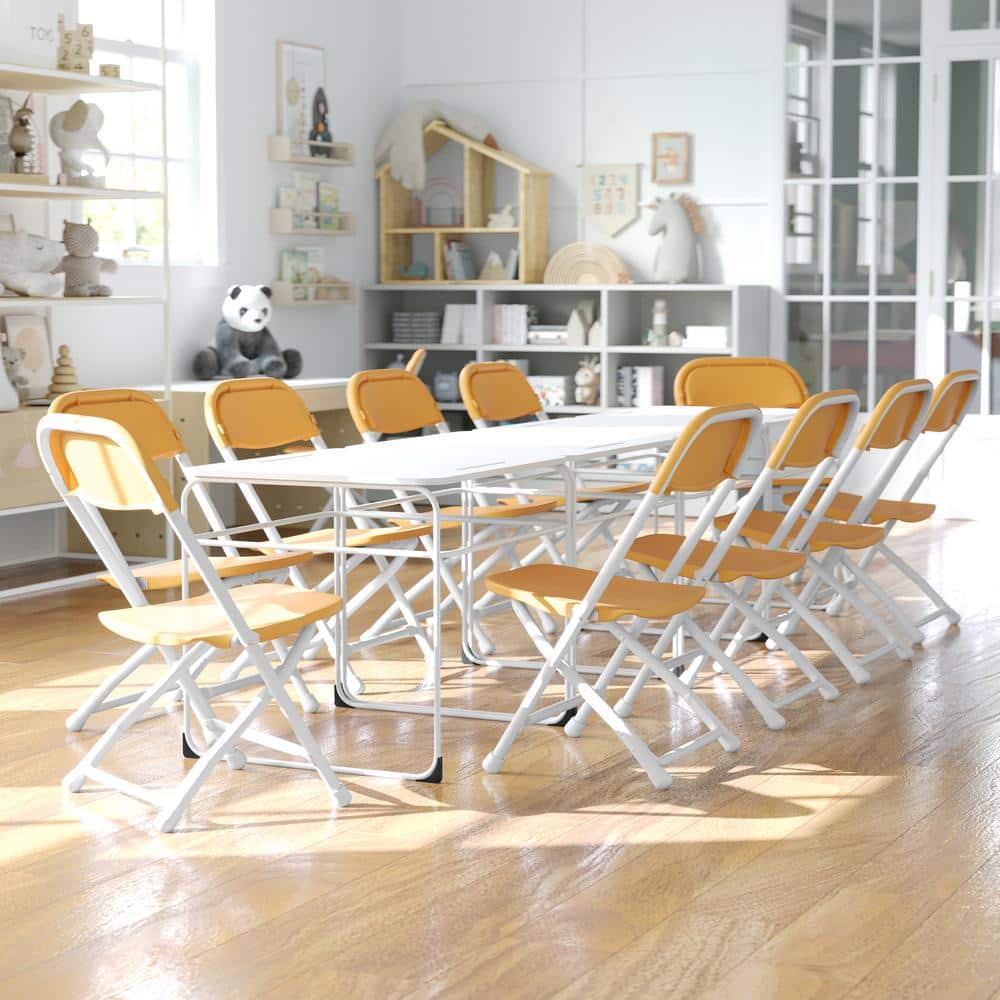 Kids Yellow Plastic and Metal Folding Chair