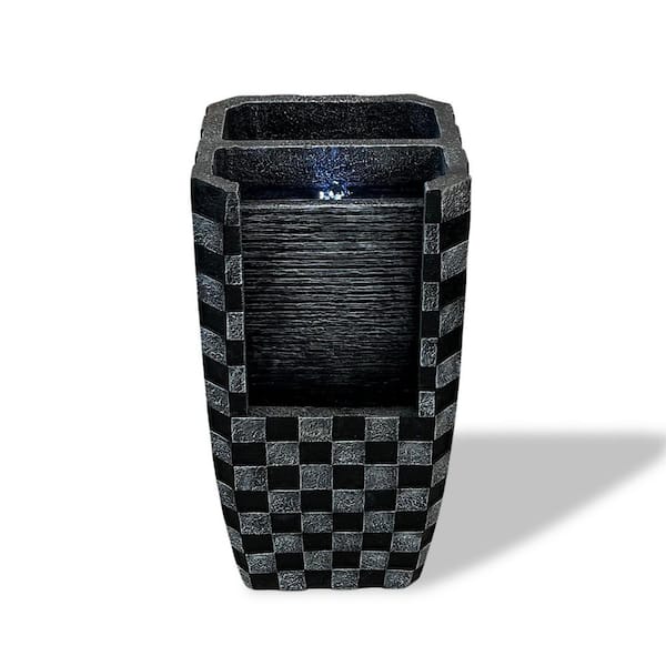 23.8 in H. Electric Resin Waterfall Fountain with Lighted LED, Black