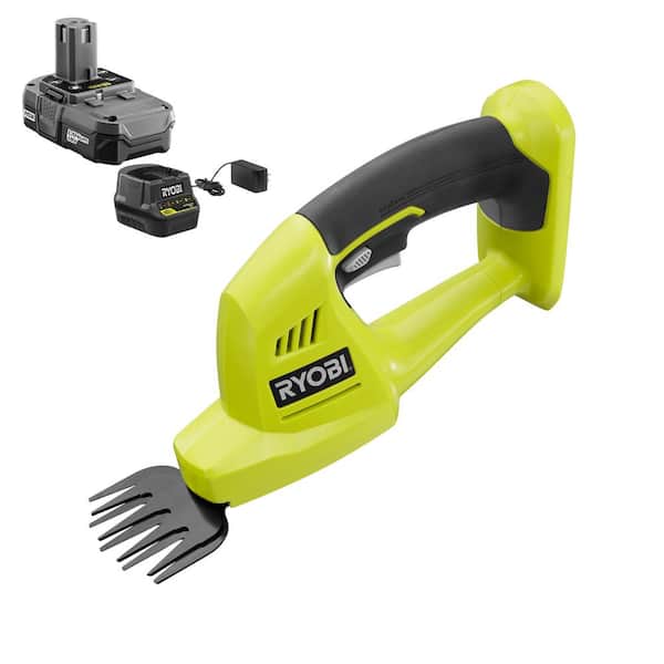 RYOBI ONE+ 18V Cordless Battery Grass Shear Trimmer with 1.5 Ah Battery and Charger