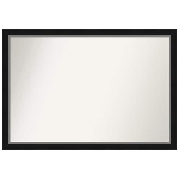 Amanti Art Eva Black Silver Narrow 39 in. W x 27 in. H Non-Beveled Bathroom Wall Mirror in Black, Silver