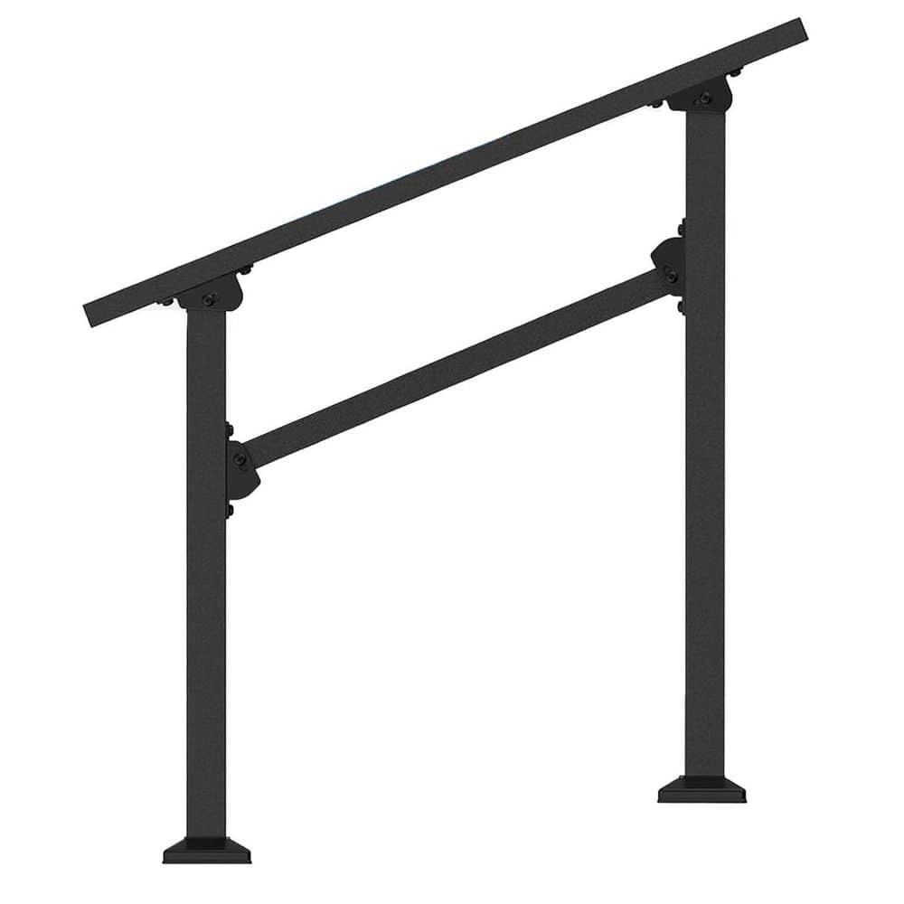 39 in. Wrought Iron Handrails for Outdoor Steps Adjustable Height Exterior Metal Stair Railing Weather Resistant 2 Step price history on PriceWatchPro
