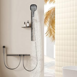 7-Spray Wall Mount Handheld Shower Head 1.85 GPM with Spray Gun and Tub Spout in Gun Gray
