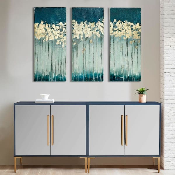 Framed Abstract Forest Art Print Canvas Wall Art Wall Decor 35 in. x 15 in. (Set of 3)