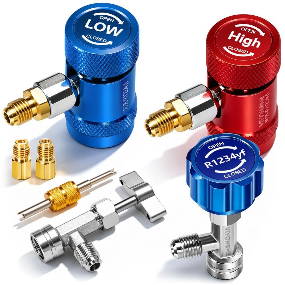 R1234yf Adapter Tool Kit with Quick Couplers Set, Can Taps, Tank Adapter and Valve Core Remover for HVAC Charging Hoses price history on PriceWatchPro