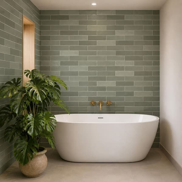MSI Lakeview Jade Glossy Jade Ceramic Subway Tile 3 in. x 12 in