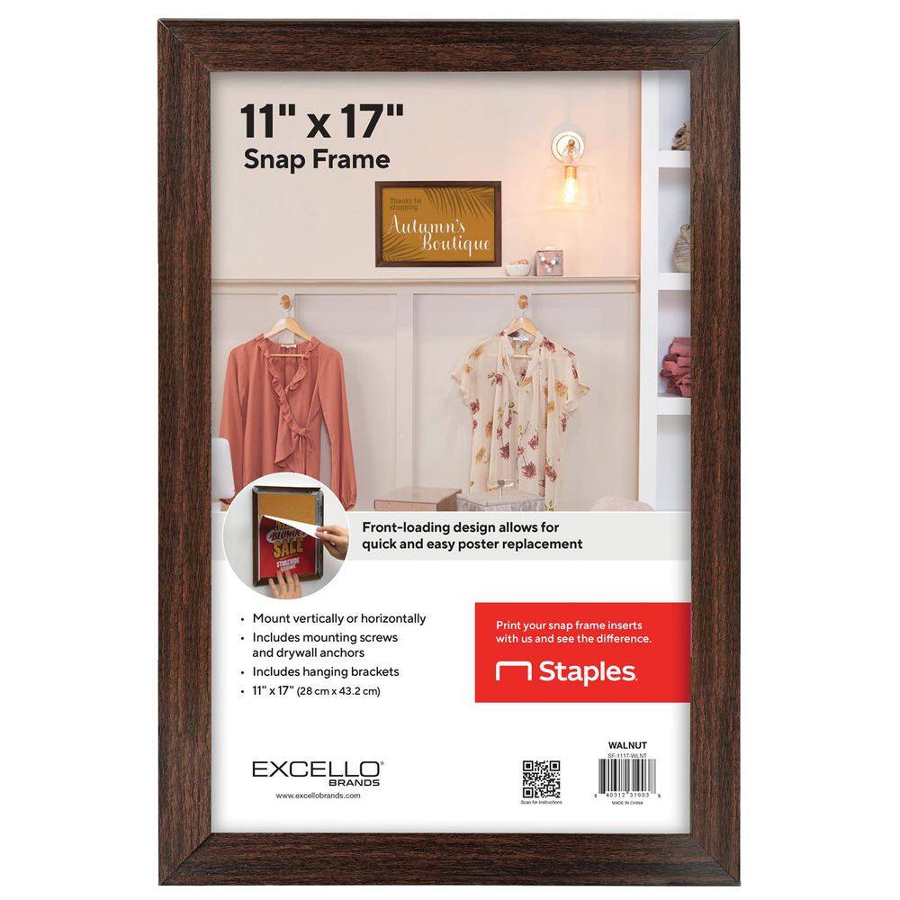 Excello Brands 11 in. x 17 in. Walnut Plastic Snap Frame Sign Holder price history on PriceWatchPro