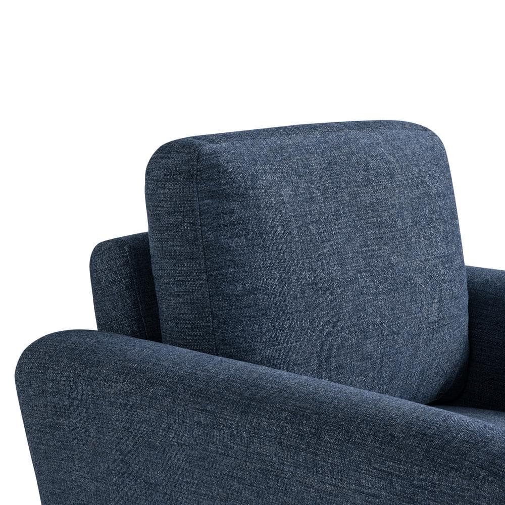 Blue Microfiber Accent Chair with Rolled Arms
