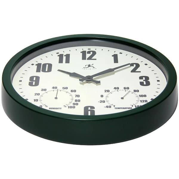 Infinity Instruments - Patio Green 14 in. W x 14 in. L Round Outdoor Wall Clock