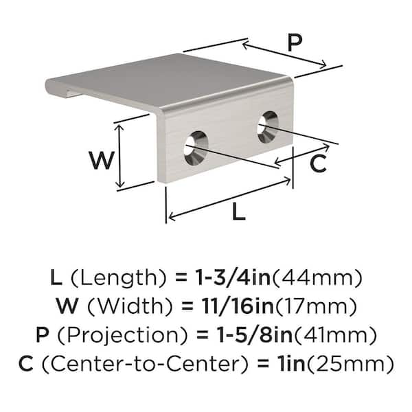 1 in. (25 mm) Center-to-Center Brushed Nickel Contemporary Edge Pull 1 in. (25 mm) Center-to-Center Brushed Nickel Contemporary Edge Pull