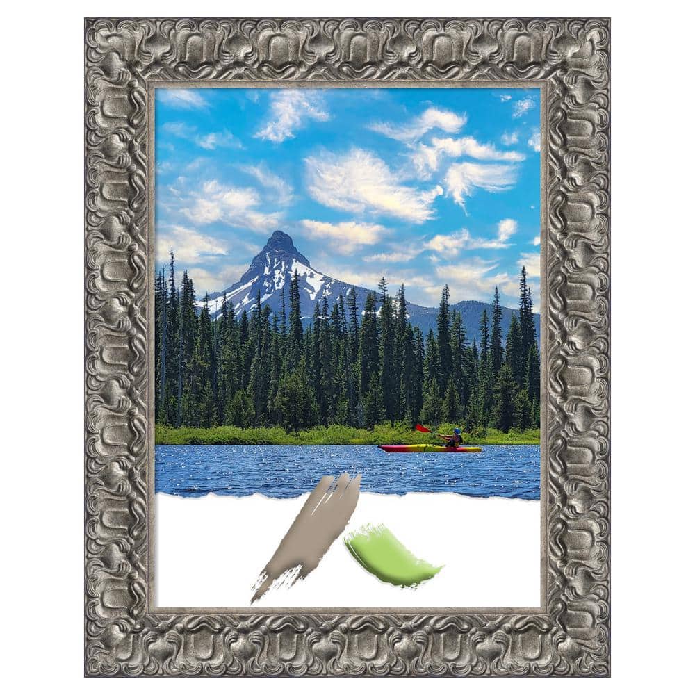Silver Ornate Floral Pattern 18 x 24 Wood Picture Frame