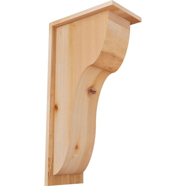 Ekena Millwork 7-1/2 in. x 12 in. x 24 in. Western Red Cedar Carmel Smooth Corbel with Backplate