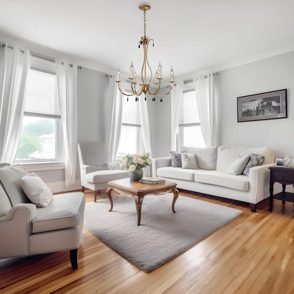 LNC 6-Light Brushed Vintage Gold Candlestick Dining Room