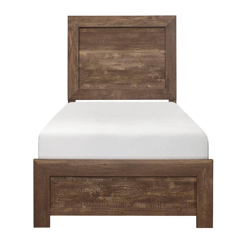 Quinby Rustic Brown Wood Frame Twin Panel Bed