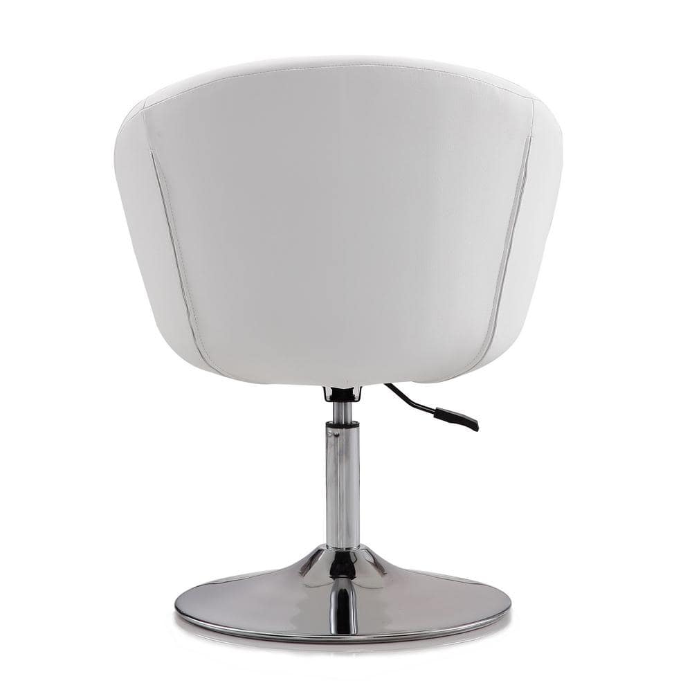 White Faux Leather Swivel Accent Chairs with Chrome Base, Set of 2