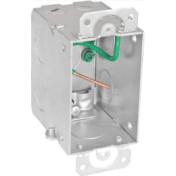 Southwire 3 in. H x 2 in. W x 2-3/4 in. D Steel Metallic 1-Gang Switch Box Seven 1/2 in. Ko NMSC Clamps and Plaster Ears, 1-Pack