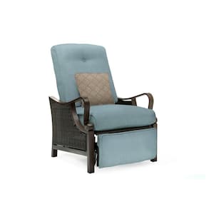 Saratoga Wicker Outdoor Recliner with Ocean Blue Cushions