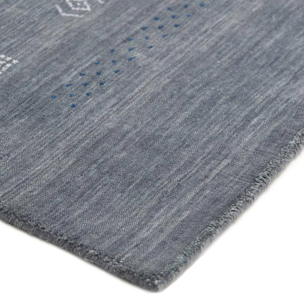 Slate Grey Hand-Knotted Wool Geometric Area Rug 9' x 12'