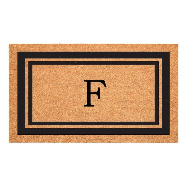 Black Border Door Mat 24 in. x 36 in. Monogram F Door Mat