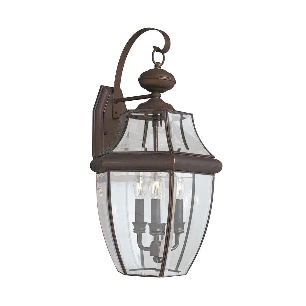 Lancaster 3-Light Traditional Antique Bronze Outdoor Wall Lantern Sconce