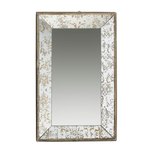 ilemong 20 in. W x 12 in. H Rectangle Wall Mirror with Floral Accents for Living Room, Entryway