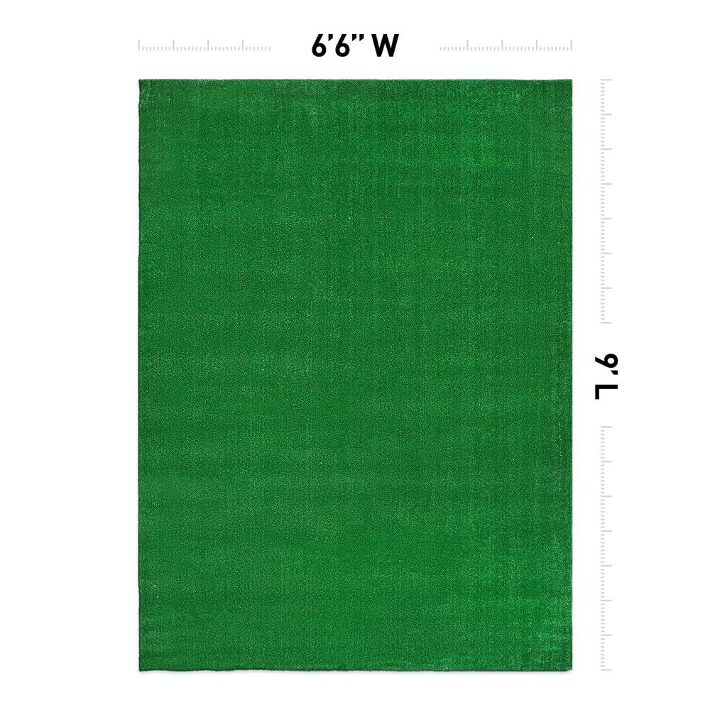 Green Tufted Synthetic Reversible 6' x 9' Area Rug