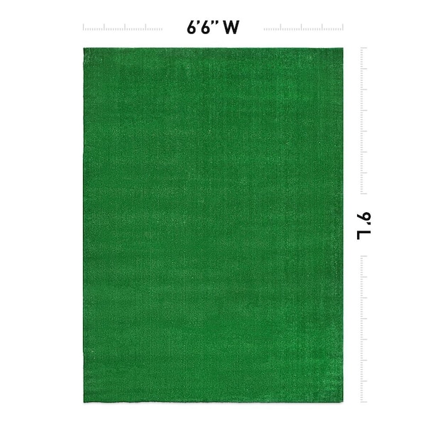 World Rug Gallery Artificial Turf Solid Grass Green 6 ft. x 9 ft