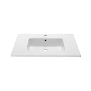 Voltaire 31 in. Vanity Top in Glossy White with 1-Basin
