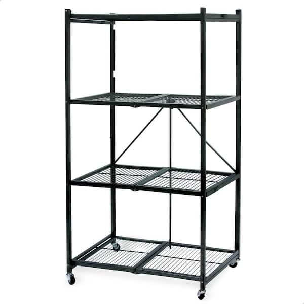 Gray 4-Tier Multi Purpose Steel Folding Storage Rack with Wheels 20.9 in. x 35.8 in. x 60 in. (2-Pack)