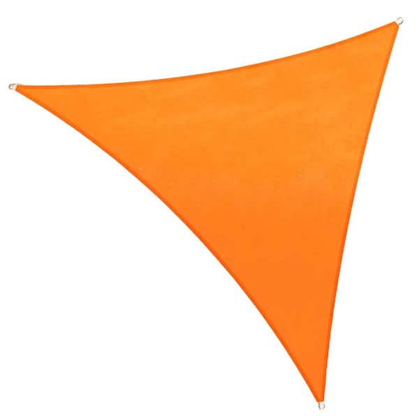 COLOURTREE 16 ft. x 16 ft. 220 GSM Waterproof Orange Triangle Sun Shade Sail Screen Canopy, Outdoor Patio and Pergola Cover