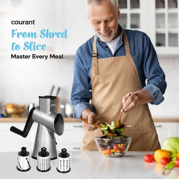 GRIT MACHINE グリットマシーン レギュラー　バーンマシン Courant 3-in-1 Alloy Steel Hand Crank Vegetable Slicer, Cheese