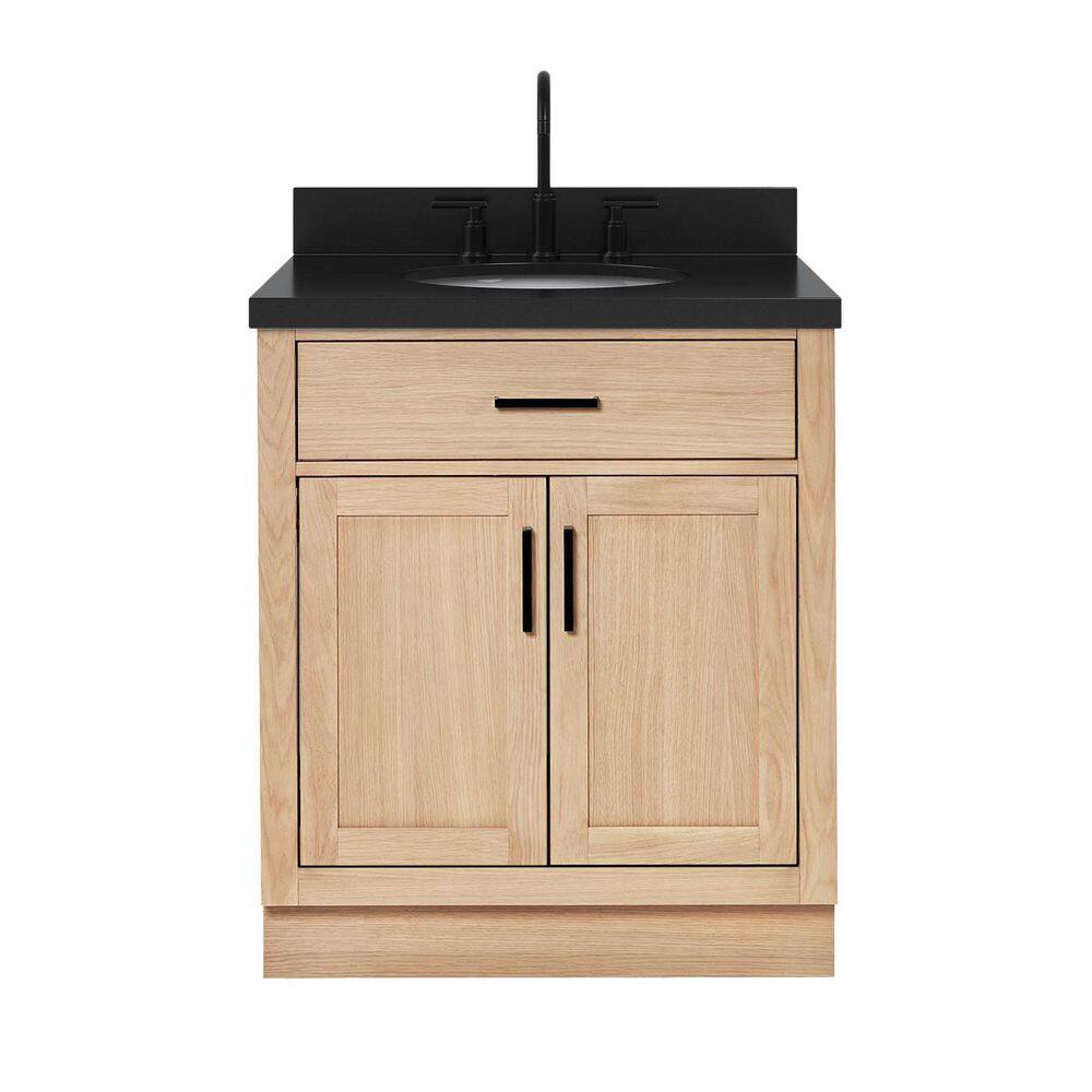 Hepburn 30 in. Single Sink Freestanding Bath Vanity in Oak with Carbon Black Quartz Top price history on PriceWatchPro