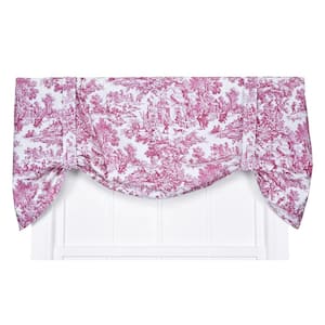 Victoria Park Toile 24 in. L Cotton Tie-Up Valance in Red