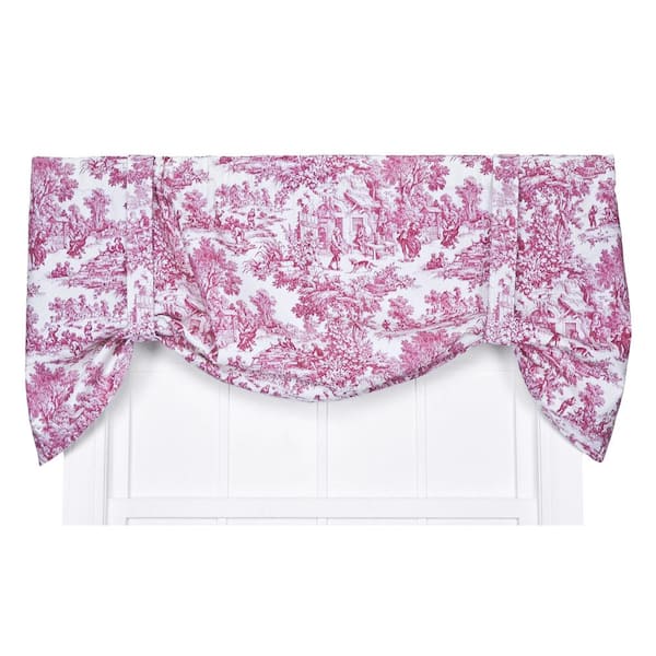 Ellis Curtain Victoria Park Toile 24 in. L Cotton Tie-Up Valance in Red