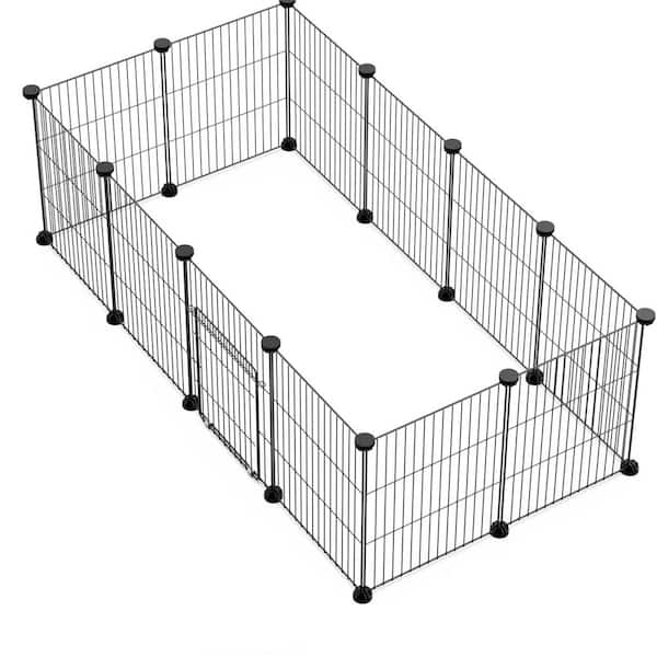 NVNOO 11.8 in. x 15 in. x 0.2 in. Black Metal Wire Yard Animal Fencing Posts for Dogs and Small Animals (12-Pack)