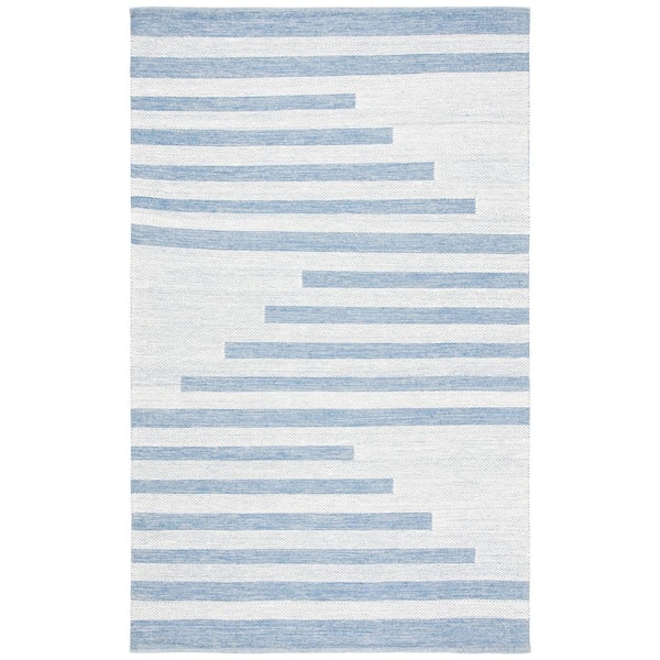SAFAVIEH Striped Kilim Ivory Blue 5 ft. x 8 ft. Striped Area Rug