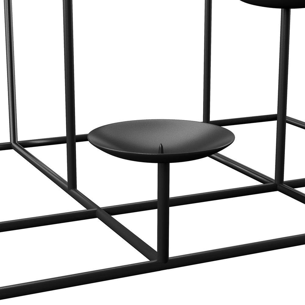 Elegant Matte Black 9-Platform Metal Candelabra