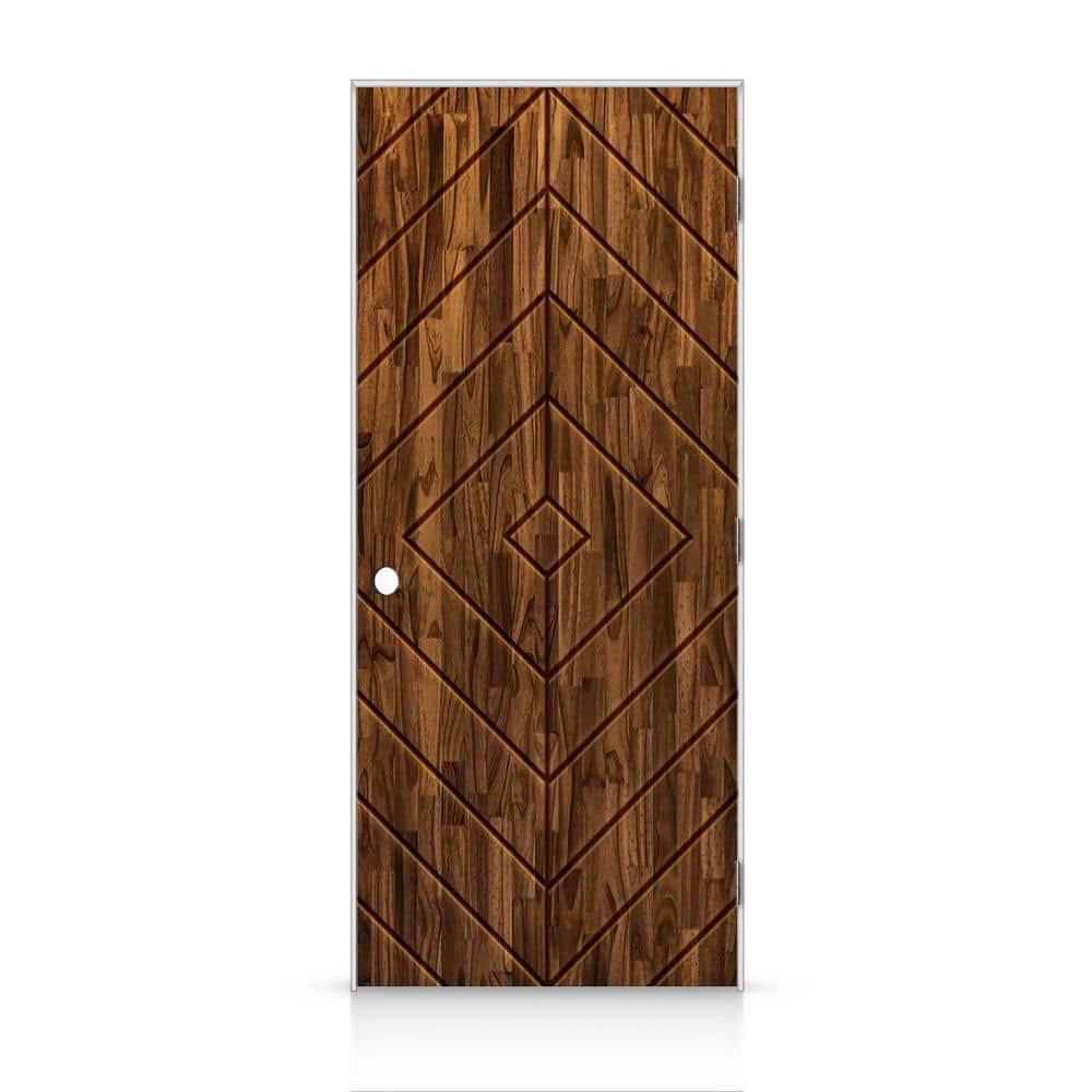 34 in. x 80 in. Diamond Left-Handed Hollow-Core Walnut Stained Smooth Pine Wood Single Prehung Interior Door price history on PriceWatchPro