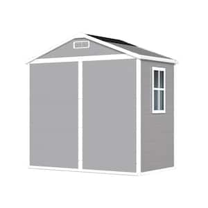 6 ft. W x 4.4 ft. D Plastic Weather Resistant Storage Shed with Light Grey Resin Floor for Garden, Backyard (26 sq. ft.)