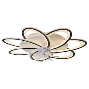 Modern 1-Light dimmable Integrated LED Black Ceiling Fan Chandelier for Living Rooms, Bedrooms and Dining Rooms