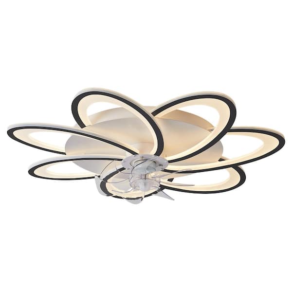 Etokfoks Modern 1-Light dimmable Integrated LED Black Ceiling Fan Chandelier for Living Rooms, Bedrooms and Dining Rooms