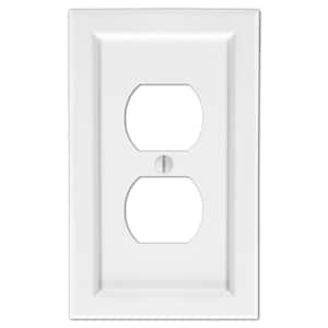 Woodmore White 1-Gang Duplex Outlet Wood Wall Plate (4-Pack)