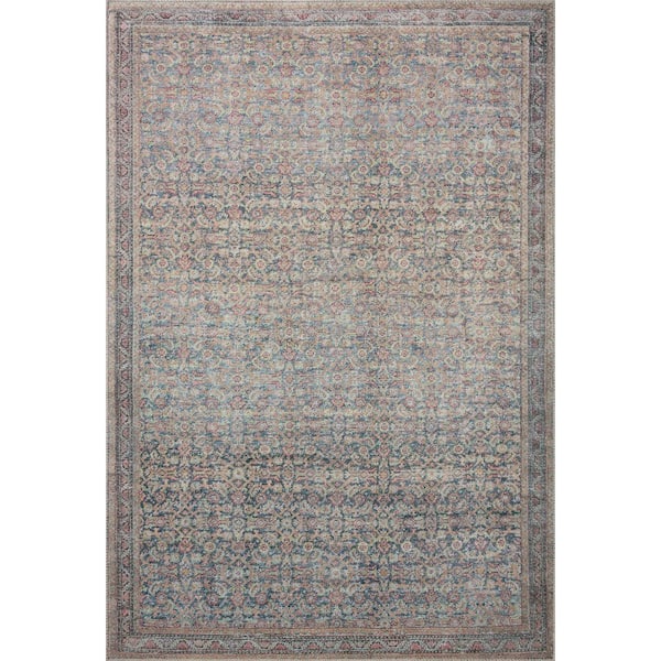 Loloi Adrian Denim/Multi 7'-6" x 9'-6" Oriental Printed Polyester Pile Area Rug