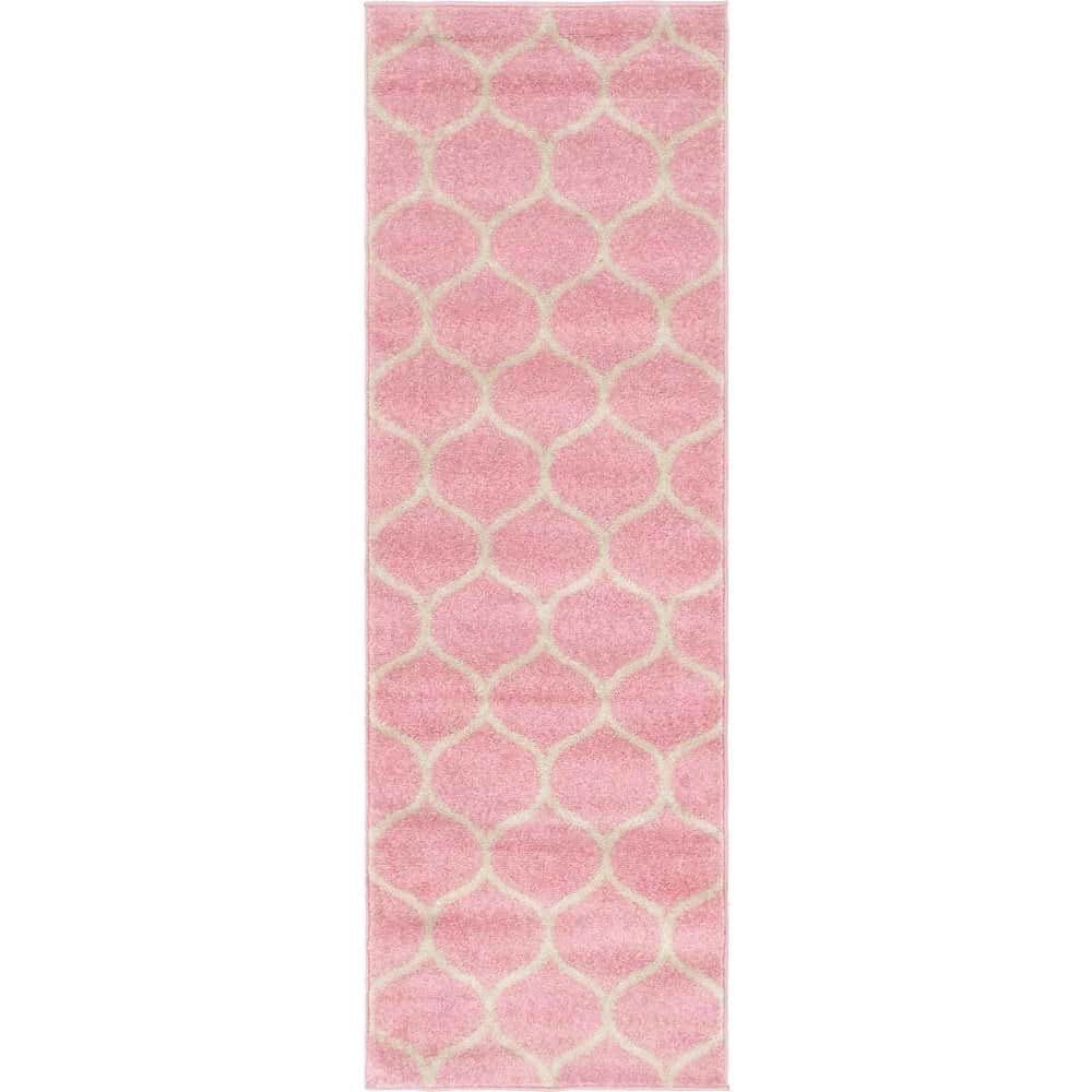 Trellis Frieze Rounded Light Pink 2 ft. x 6 ft. Area Rug price history on PriceWatchPro