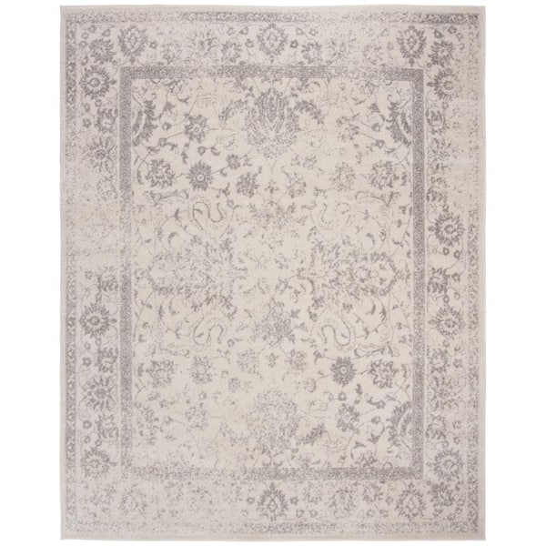 Photo 1 of Adirondack Ivory/Silver 8 ft. x 10 ft. Border Distressed Area Rug