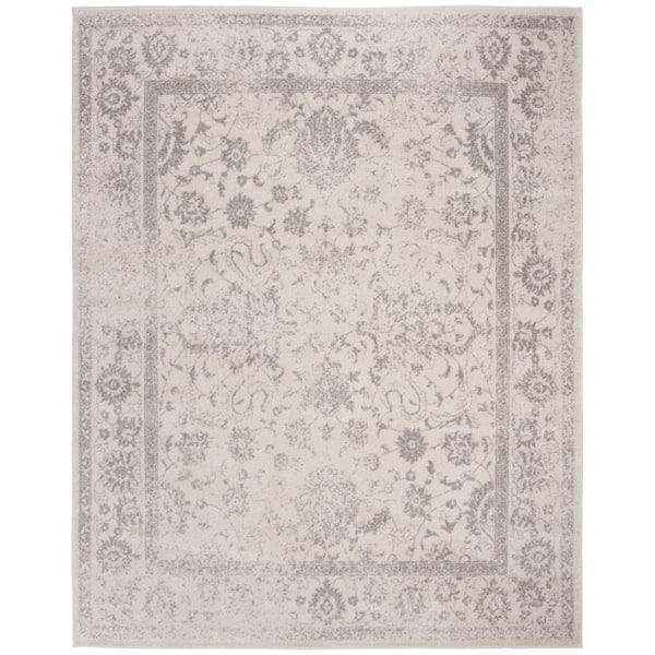 SAFAVIEH Adirondack Ivory/Silver 8 ft. x 10 ft. Border Distressed Area Rug