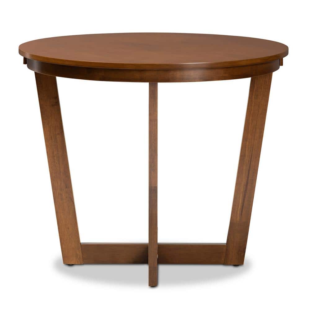 Alayna 36" Round Walnut Wood Contemporary Dining Table