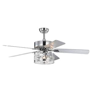 52 in. Indoor Chrome Crystal Ceiling Fan Dual Finish Reversible Blades