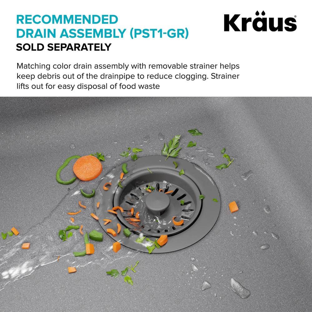 Gray Granite 25-Inch Drop-In Single Bowl Kitchen Sink